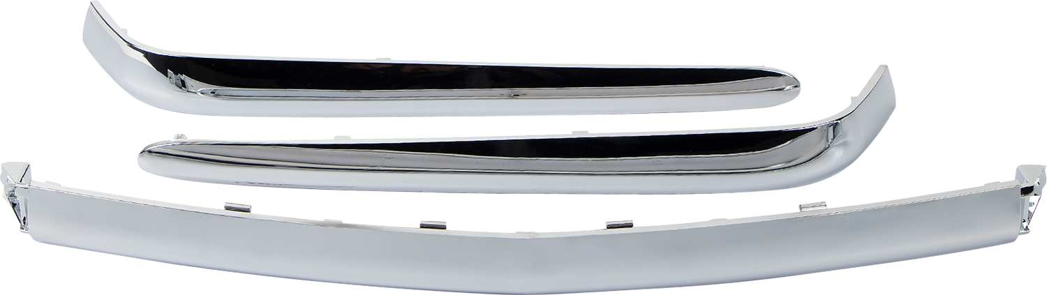 Chrome trunk molding insert for engine from Bill's Exhausts, shiny chrome finish, designed to fit SHOW CHROME Trunk Molding 52-611.