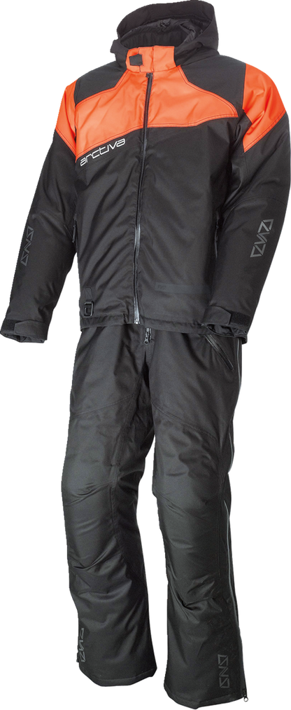 Bill's Exhausts ARCTIVA Pivot 5 Hooded Jacket in black and orange, 3XL, shown with a hood and front zipper.