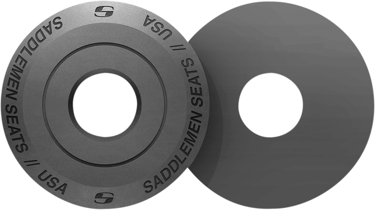 Gray SADDLEMEN Fender Seat Washer for seats, designed for motorcycle use, with visible mounting hardware and textured surface.