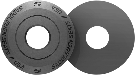 Gray SADDLEMEN Fender Seat Washer for seats, designed for motorcycle use, with visible mounting hardware and textured surface.