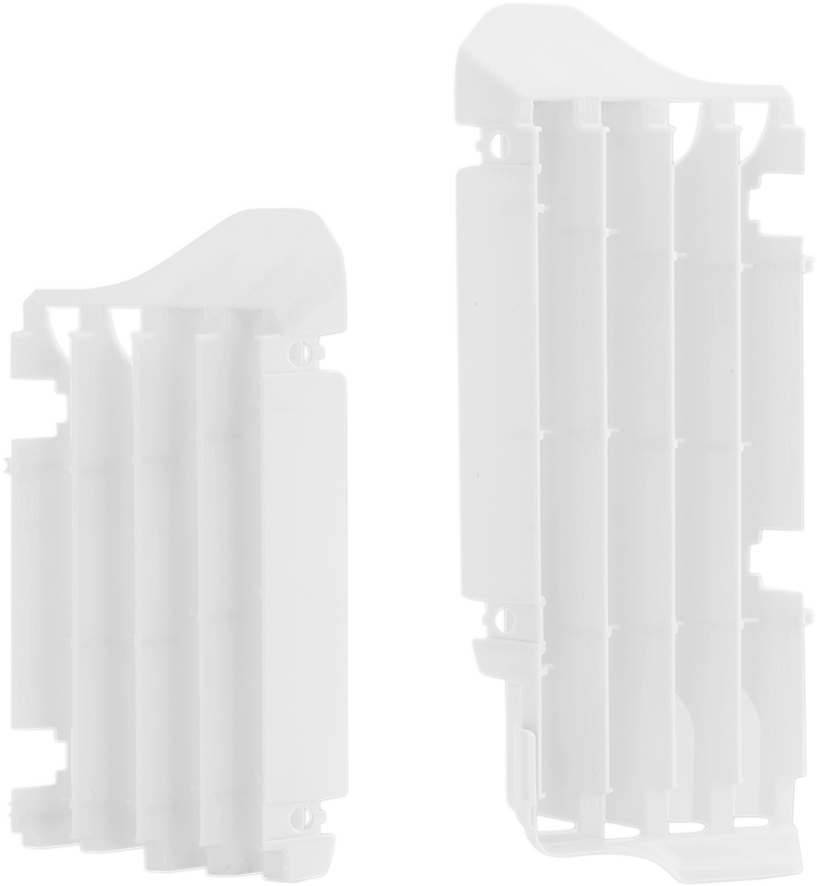 White ACERBIS radiator louvers for Suzuki, body part designed to fit and enhance vehicle cooling and aesthetic.