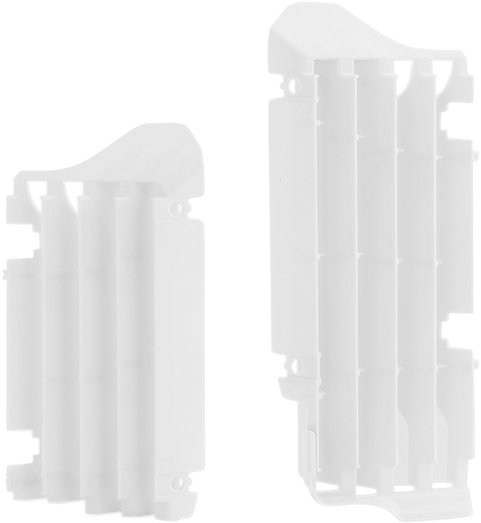 White ACERBIS radiator louvers for Suzuki, body part designed to fit and enhance vehicle cooling and aesthetic.