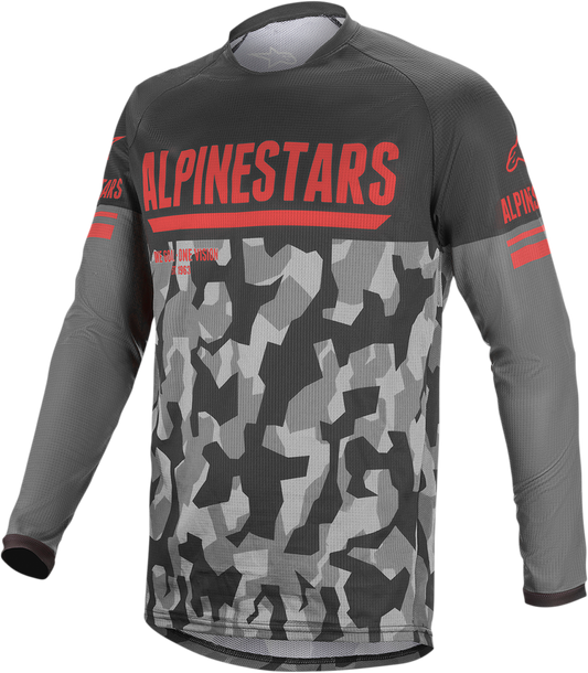 Alpinestars Venture-R Jersey in camo and red, size XL, featuring breathable fabric and sporty design for motocross riding.