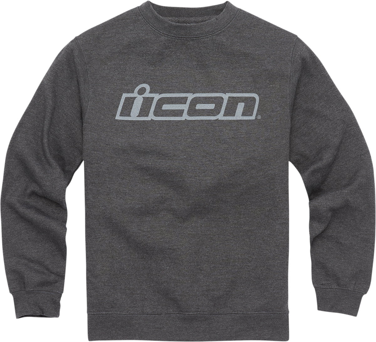 Bill's Exhausts ICON ICON Slant™ Charcoal crewneck sweatshirt, medium size, showing the hoodie with a slant logo on the front.