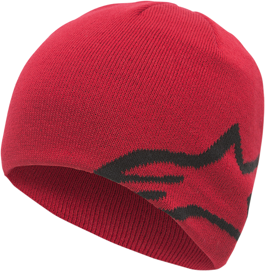 Red ALPINESTARS Corp Shift Beanie, a protective gear by Bill's Exhausts, shown in a close-up image.
