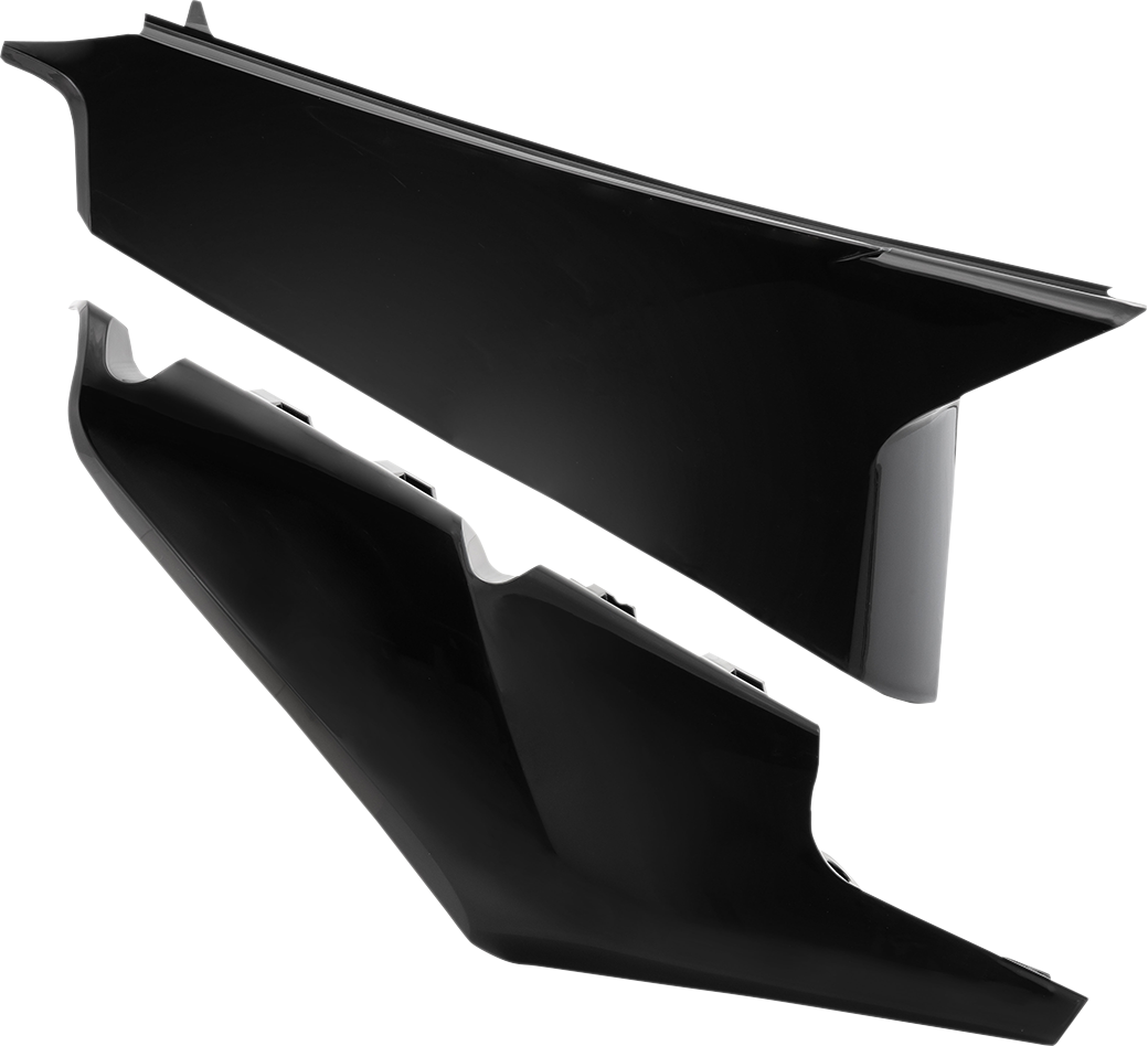 Black Acerbis side panel vent for motorcycle body, featuring sleek design and mounting points, compatible with Bill's Exhausts models.