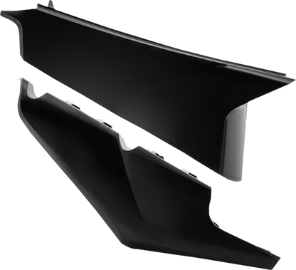 Black Acerbis side panel vent for motorcycle body, featuring sleek design and mounting points, compatible with Bill's Exhausts models.