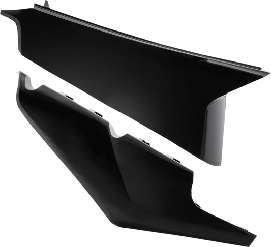 Black Acerbis side panel vent for motorcycle body, featuring sleek design and mounting points, compatible with Bill's Exhausts models.