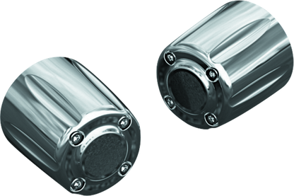 Chrome Kuryakyn Grip End Weights Part 6238 for motorcycle handlebars, designed for vibration control and improved grip.