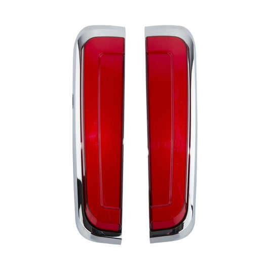Kuryakyn Tracer LED rear lights for Harley-Davidson Tri Glide, red and chrome, mounted on the motorcycle's rear.