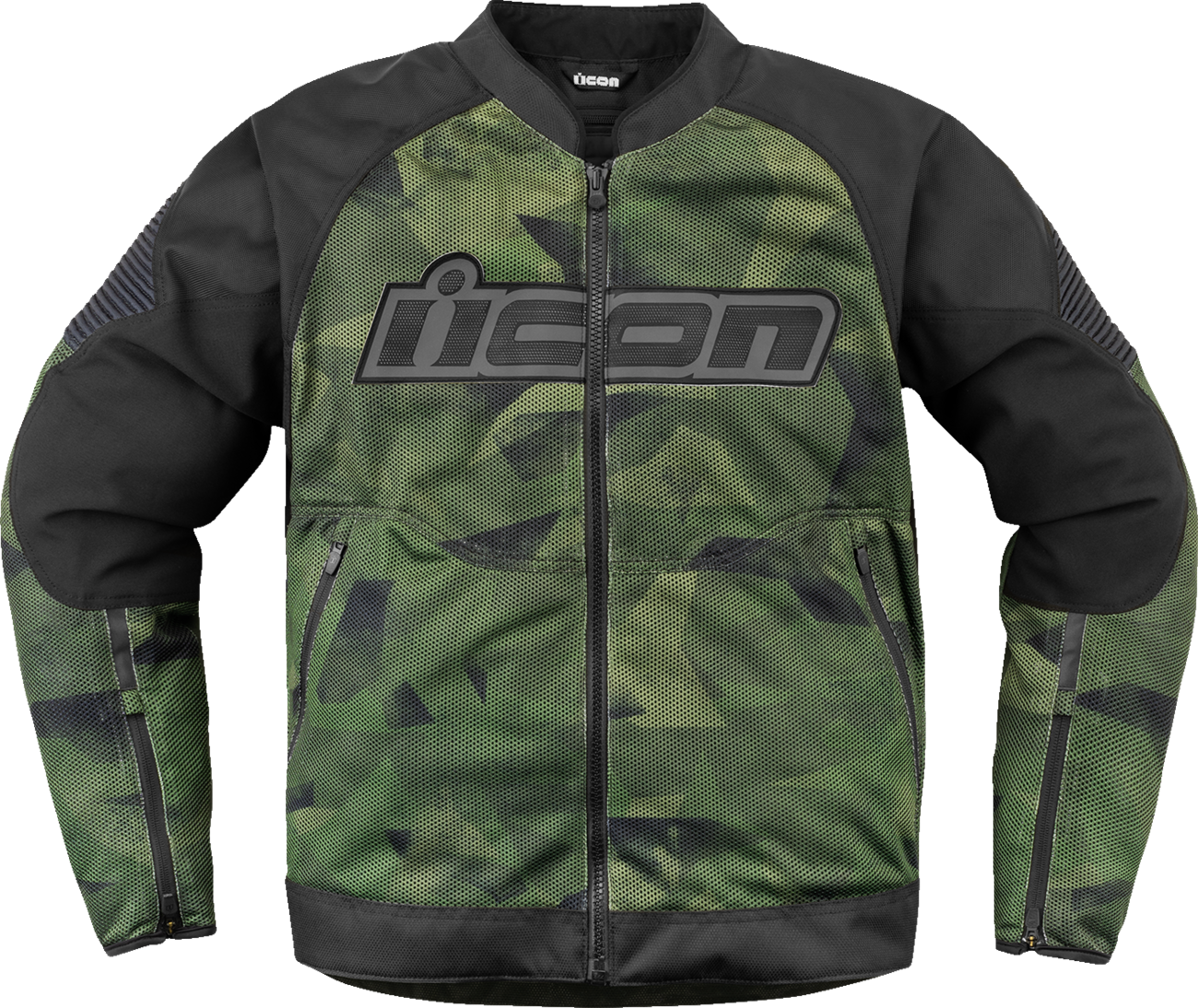 Bill's Exhausts ICON Overlord3 Mesh Camo Jacket in green, small size, featuring breathable mesh fabric and camo pattern.