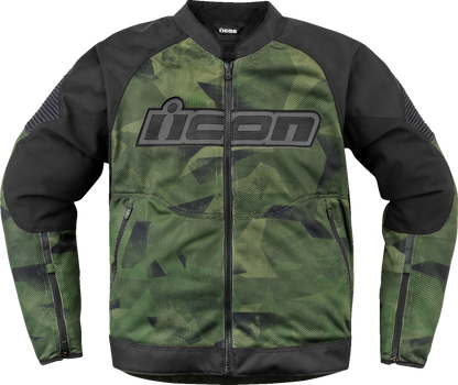 Bill's Exhausts ICON Overlord3 Mesh Camo Jacket in green, small size, featuring breathable mesh fabric and camo pattern.