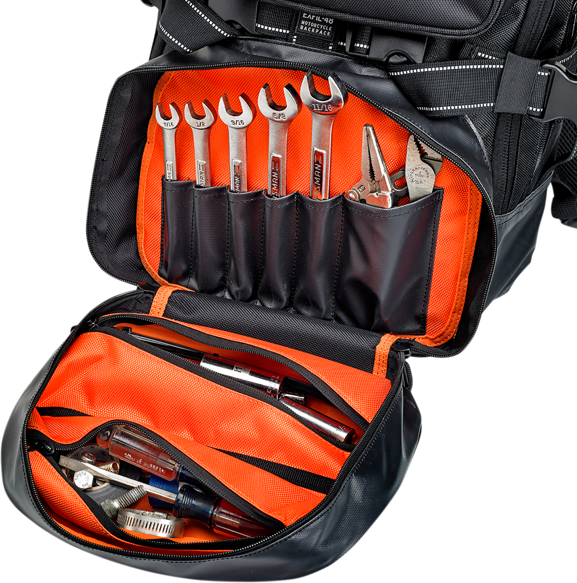 Black BILTWELL EXFIL-48 backpack bag with front pockets and adjustable straps, designed for durability and style.