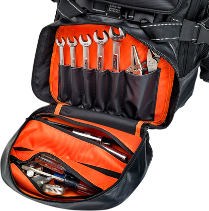 Black BILTWELL EXFIL-48 backpack bag with front pockets and adjustable straps, designed for durability and style.