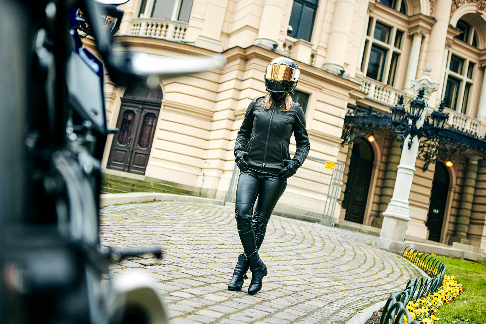ICON Women's Tuscadero2™ Black Jacket, Bill's Exhausts brand, US Medium size, showcasing the stylish outerwear design.