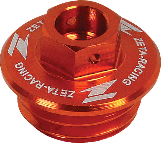 ZETA ZETA Oil Filler Plug Orange with CNC Machined Cap and Aluminum Dipstick for motorcycle engine maintenance