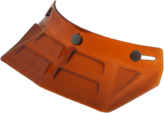 Bill's Exhausts AFX Vintage 3-Snap Helmet Visor with 6 vents in amber, designed for motorcycle helmets.