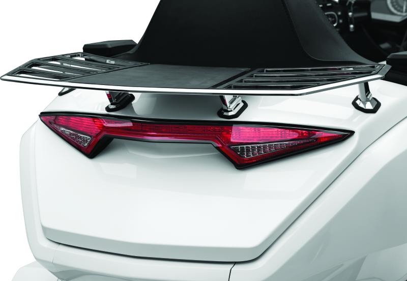 Kuryakyn Omni LED trunk light bar installed on a 2018-2020 Honda Gold Wing GL1800 motorcycle for enhanced visibility.