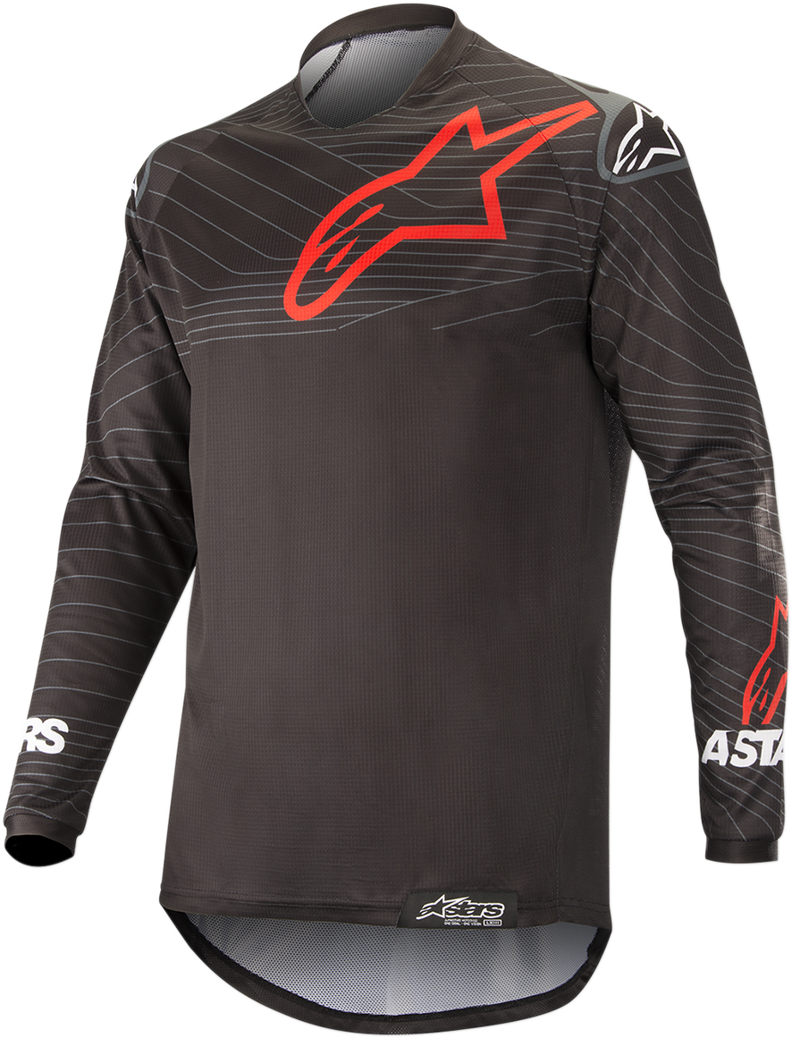 Alpinestars Venture-R Jersey in black and red, large size, featuring breathable fabric and sporty design for motocross or riding enthusiasts.