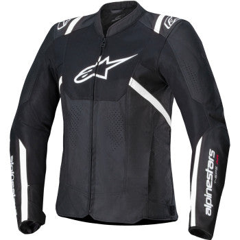 Alpinestars Stella T-SPS Air v2 motorcycle jacket in black and white, size XS, with protective armor and ventilated design.