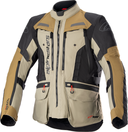 Alpinestars Bogota Pro Drystar jacket in yellow and black, 3XL size, with visible protective features and durable textile construction.