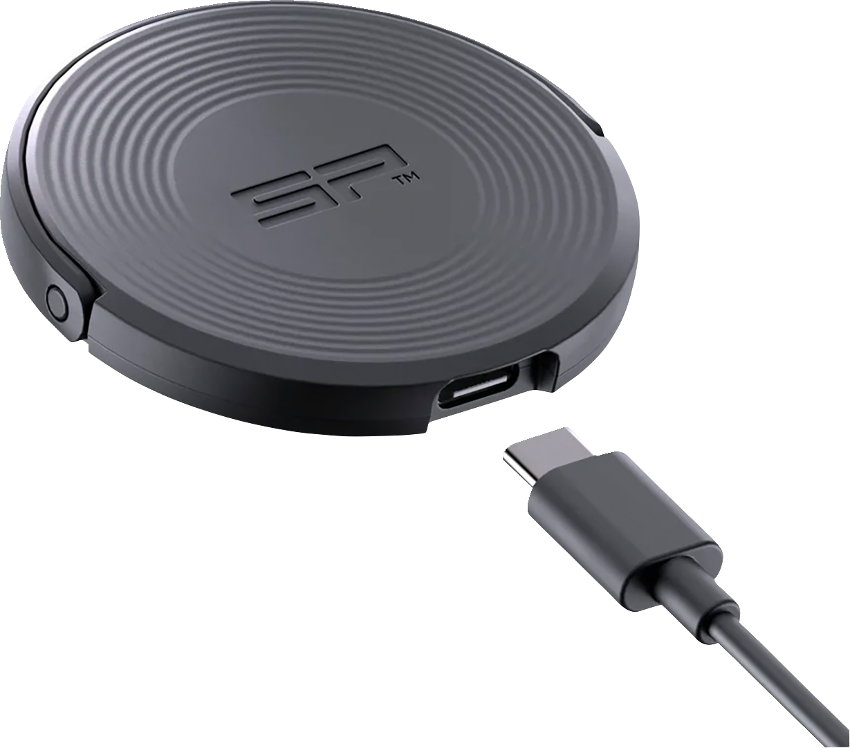 Bill's Exhausts SP CONNECT Wireless Charging Pad for phones, sleek black design with charging indicator light.
