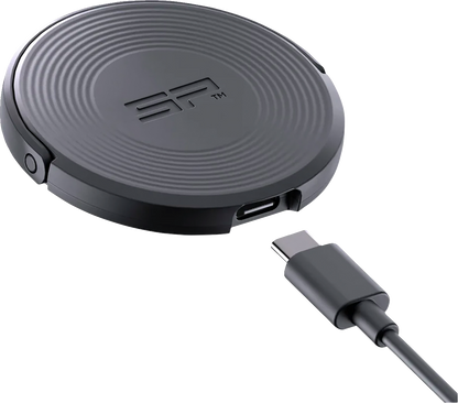 Bill's Exhausts SP CONNECT Wireless Charging Pad for phones, sleek black design with charging indicator light.