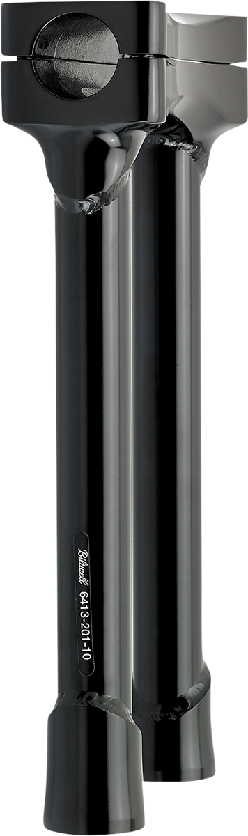 Black BILT WELL Murdock oversized 10-inch handlebars with risers for motorcycle handlebars, designed for comfortable riding.
