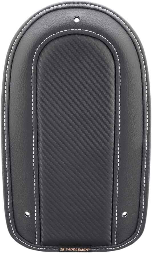 Bill's Exhausts Saddlemens Fender Chap matching Dominator Solo Seat for motorcycle, shown in black with textured finish.