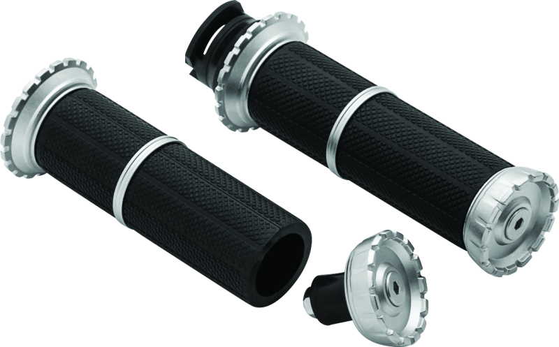 Kuryakyn Riot Grips for Indian Scout 2015-2020, silver motorcycle handlebar grips with textured design