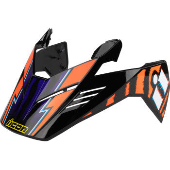 ICON Elsinore™ helmet replacement peak by Bill's Exhausts, showing the black plastic peak part designed for helmet protection.