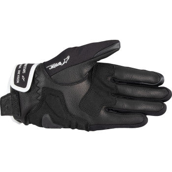 Alpinestars Moblast WP black and white motorcycle gloves in 2XL size, featuring protective padding and secure wrist closure.