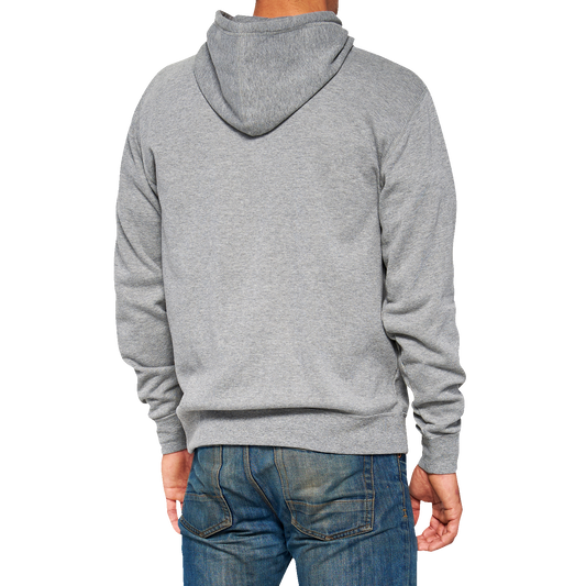 Gray Bill's Exhausts 100% Icon pullover hoodie in 2XL, showing front view with hood and logo detail.
