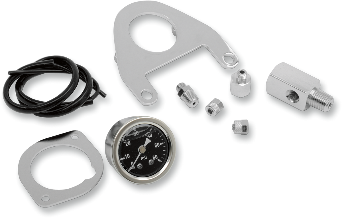 DRAG SPECIALTIES Oil Pressure Gauge Kit with chrome mounting bracket and hardware for motorcycle engine monitoring