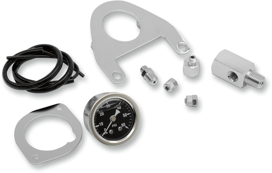 DRAG SPECIALTIES Oil Pressure Gauge Kit with chrome mounting bracket and hardware for motorcycle engine monitoring
