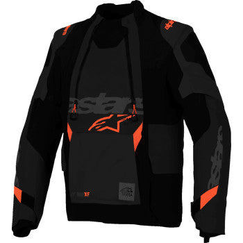 Alpinestars Halo Pro DS XF jacket in black and dark shadow color, featuring sleek design and durable fabric, in a stock image.