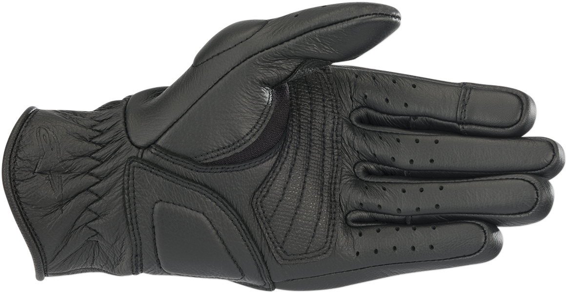 Black ALPINESTARS Women Stella Vika V2 Gloves in medium size, featuring protective knuckles and adjustable wrist straps.