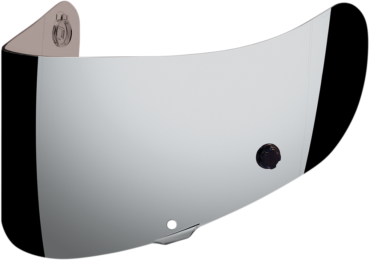 ICON Optics Tracshield RST Silver helmet parts, featuring a sleek silver visor with integrated airflow vents for motorcycle helmets.
