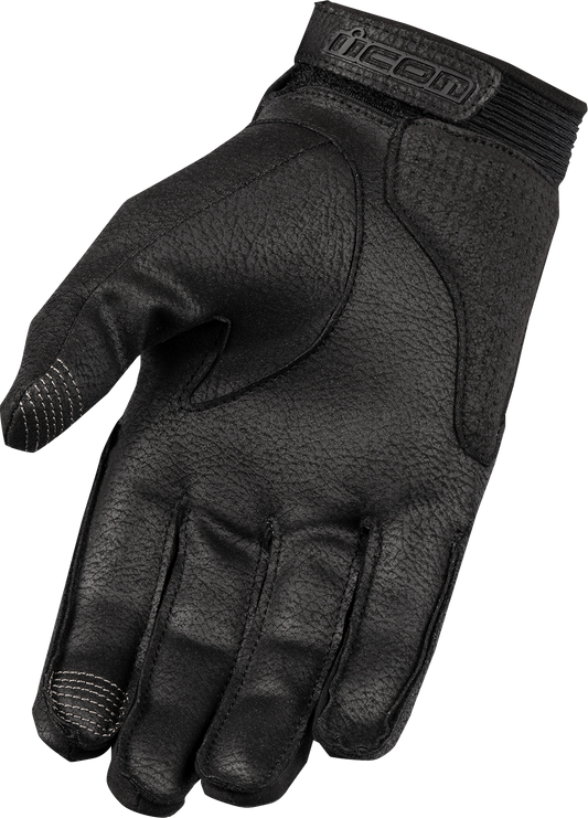 Black ICON Superduty3™ Gloves by Bill's Exhausts, small size, showing durable gloves with reinforced palms and adjustable wrist straps.