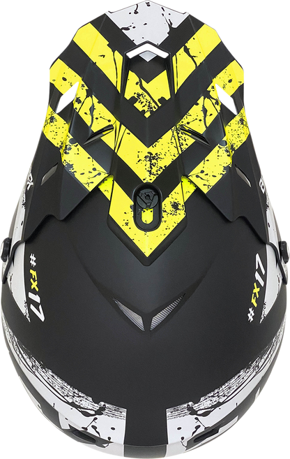 Bill's Exhausts AFX FX-17 motorcycle helmet in matte black and hi-vis yellow, medium size, with aerodynamic design and ventilation.