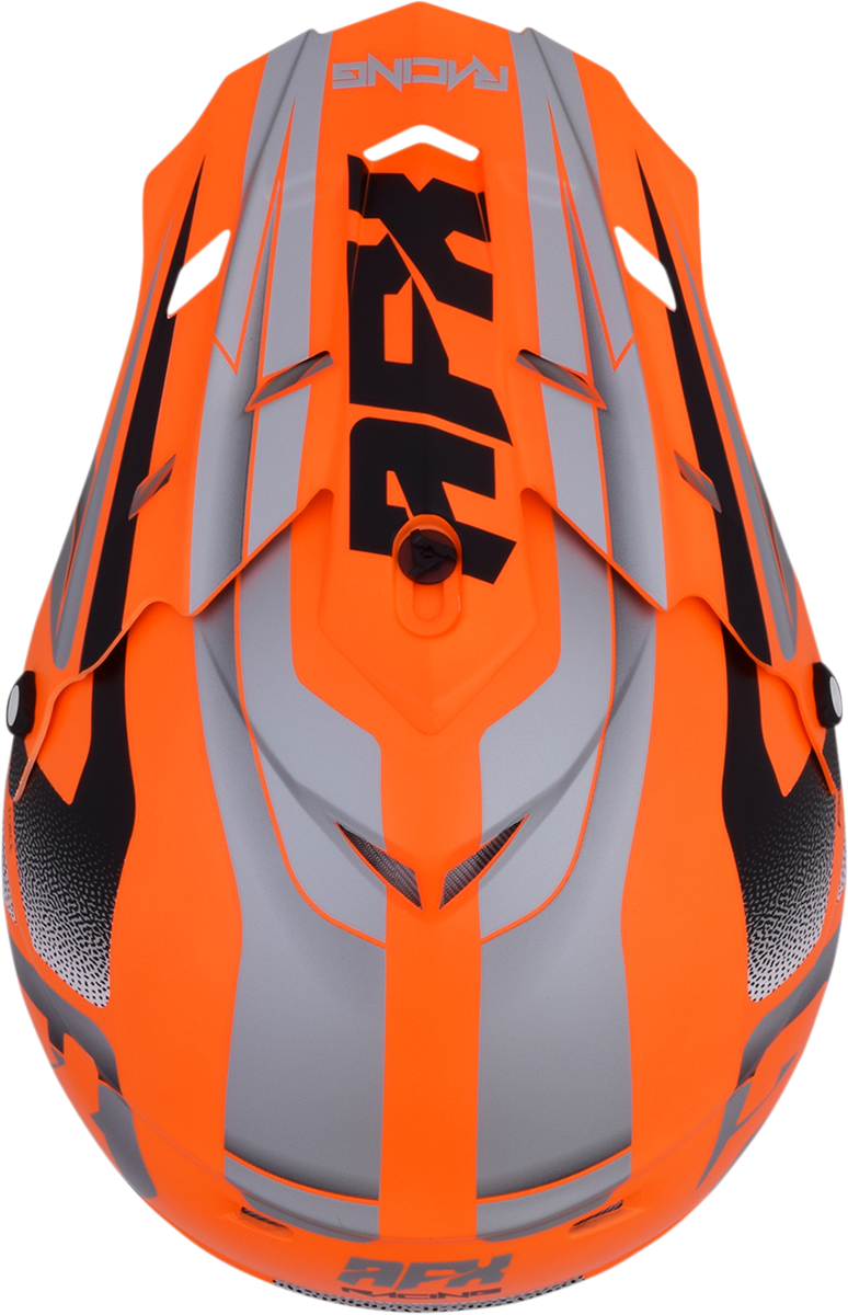 Bill's Exhausts AFX FX-17 Peak Force helmet in matte neon orange and silver with sleek design and ventilation.