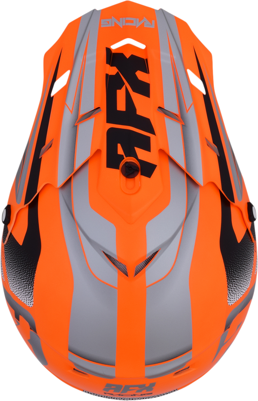 Bill's Exhausts AFX FX-17 Peak Force helmet in matte neon orange and silver with sleek design and ventilation.