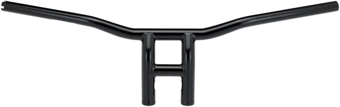BILTWELL Tyson XL pullback motorcycle handlebars in black, 8-inch width, designed by Bill's Exhausts for cruiser bikes.