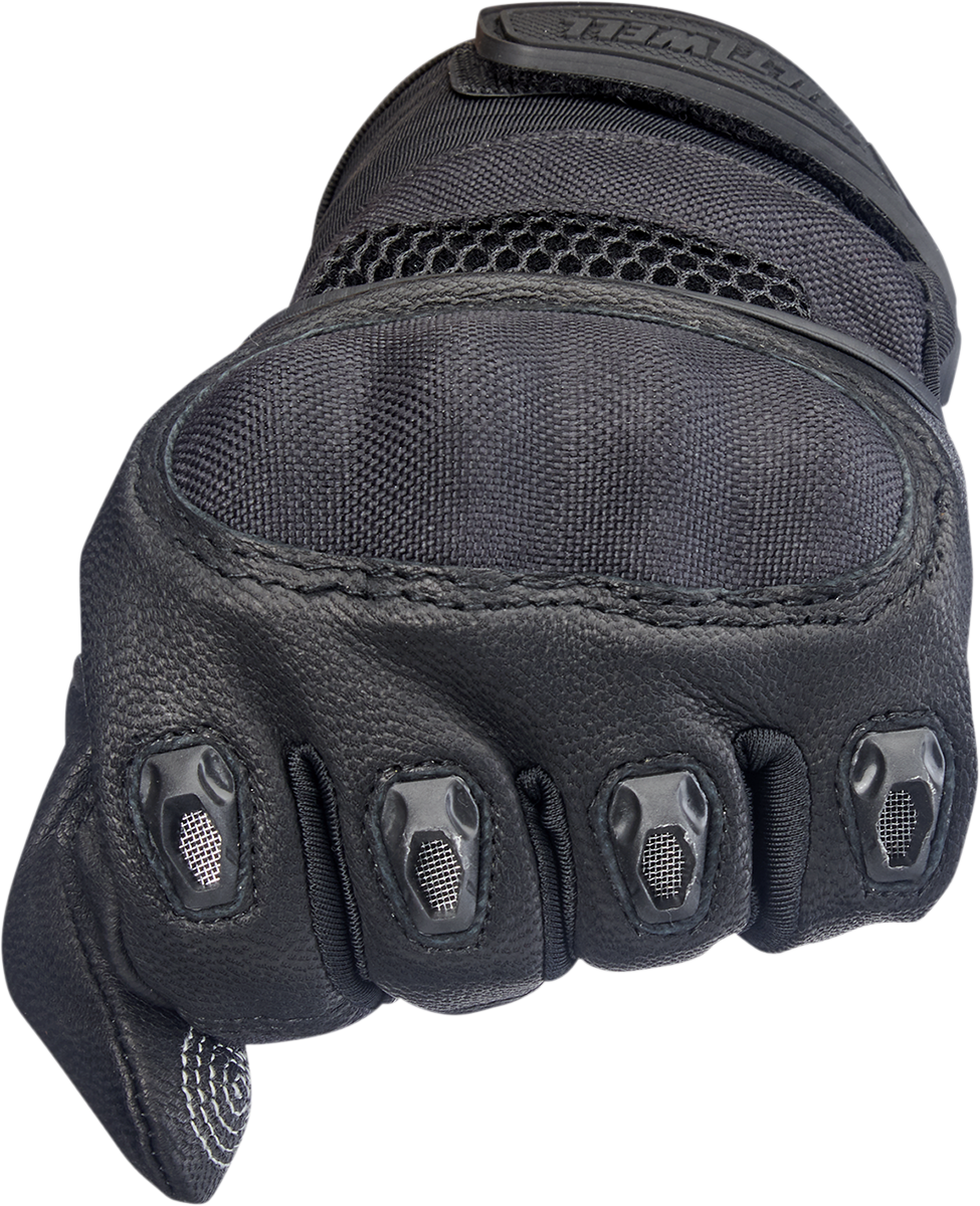 Black BILTWELL Bridgeport Gloves in 2XL, made by Bill's Exhausts, shown with textured leather and secure wrist closure.