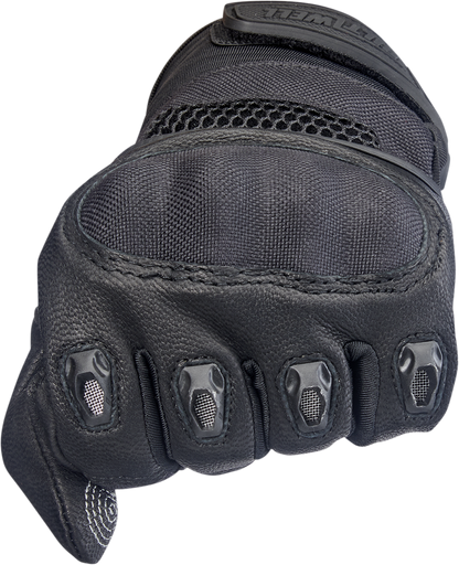 Black BILTWELL Bridgeport Gloves in 2XL, made by Bill's Exhausts, shown with textured leather and secure wrist closure.
