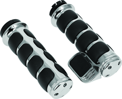 Chrome Kuryakyn ISO Grip with Throttle Boss dual cable for motorcycle handlebars, featuring ergonomic design and easy installation.