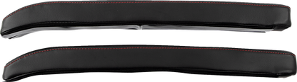 Black SHOW CHROME Kaliber Engine Armrest Pads with red stitching for Slingshot 2015-2022, designed for Bill's Exhausts.