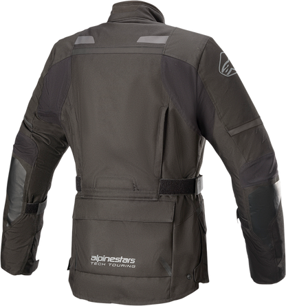 Black and gray Alpinestars Stella Andes v3 motorcycle jacket in medium, with protective padding and stylish design.