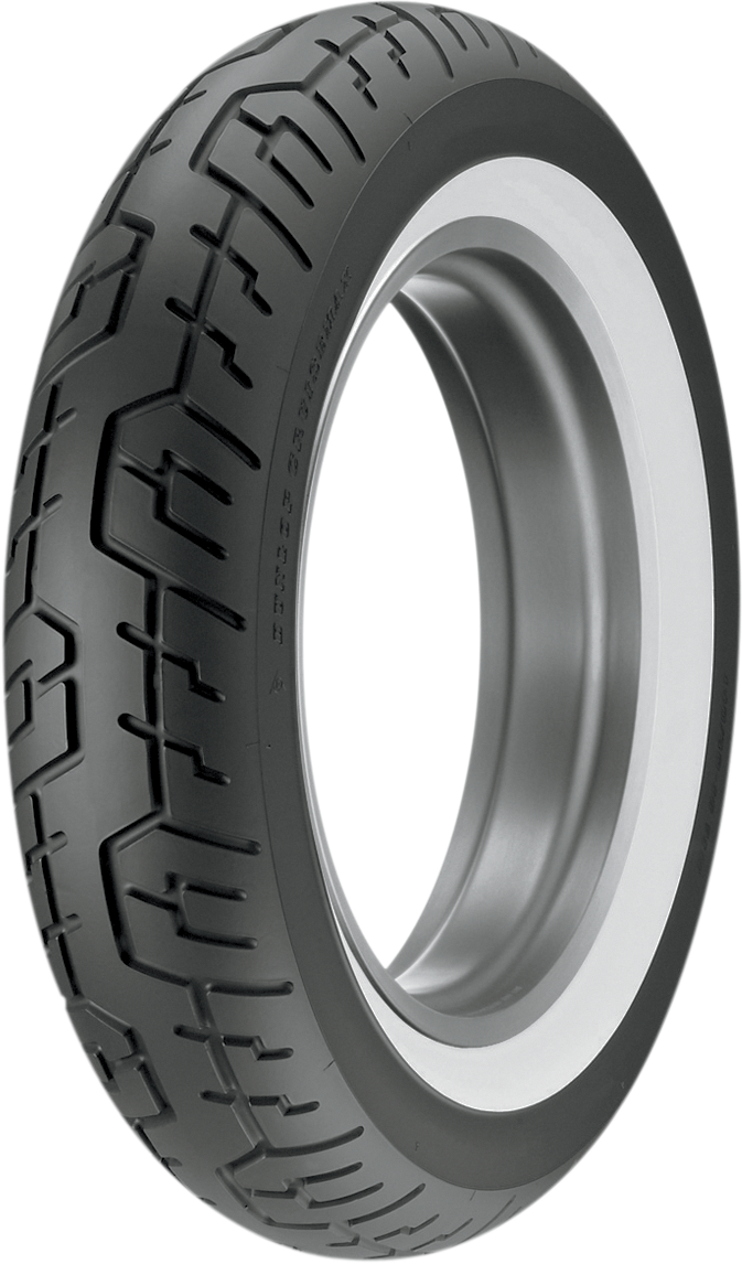 Dunlop Cruisemax rear motorcycle tire 150/80-16 with whitewall and 71H speed rating, side view showing tread pattern.