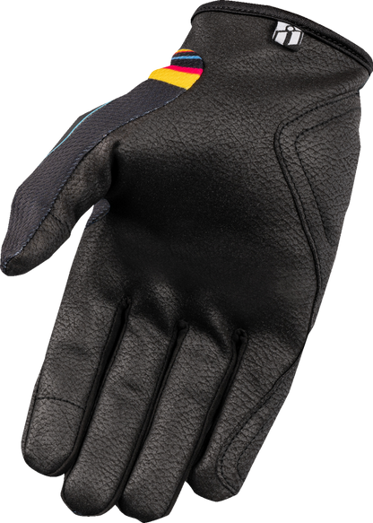 Black ICON Hooligan™ Lucky Lid Gloves in 2XL size, showing the durable glove design with textured palms and adjustable wrist strap.